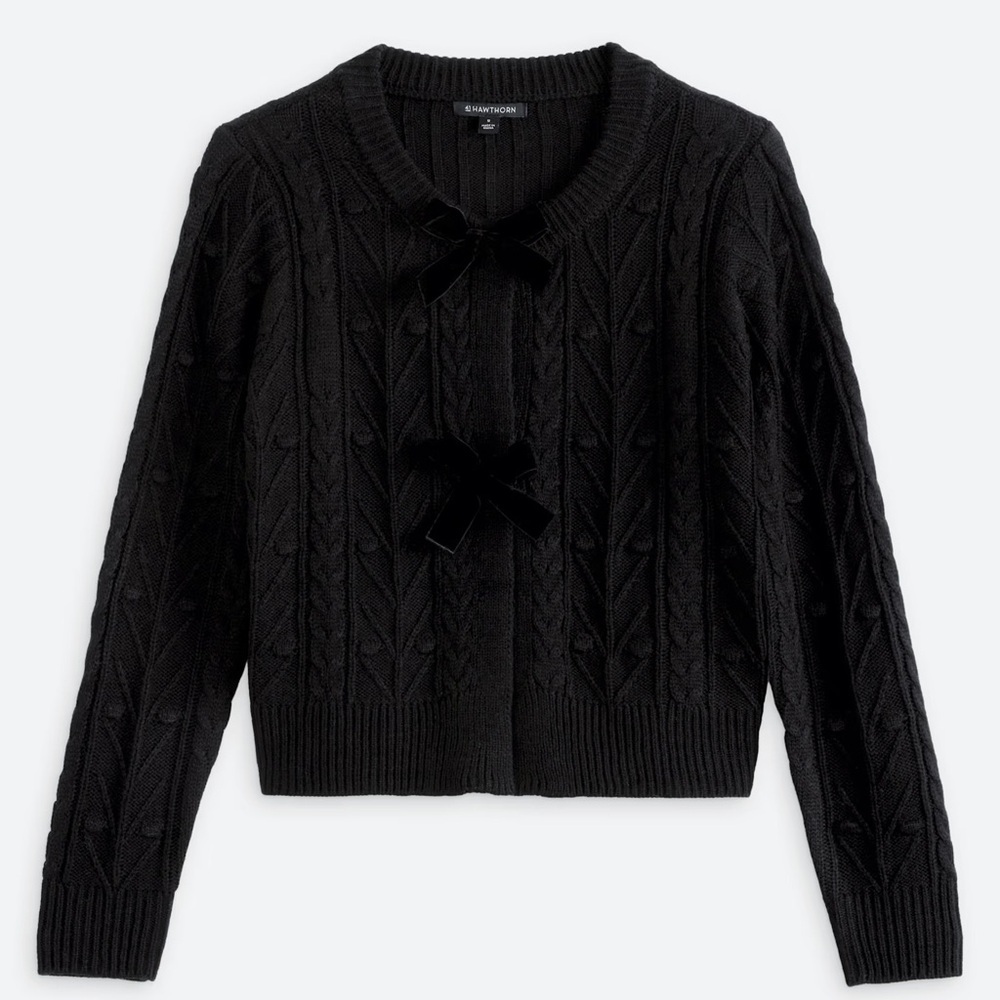 41 Hawthorn Black Bow Detail Cardigan